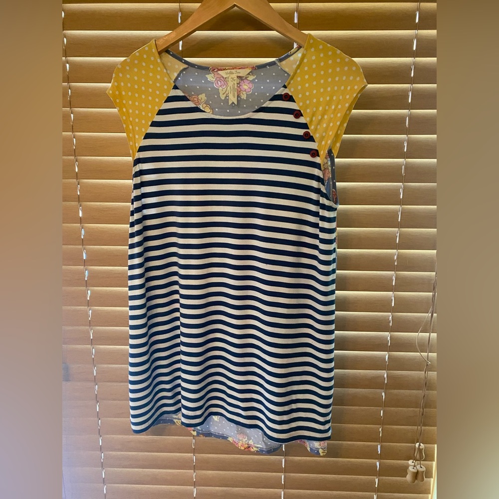 Matilda Jane tunic stripes flowers polka dots yellow blue white womens